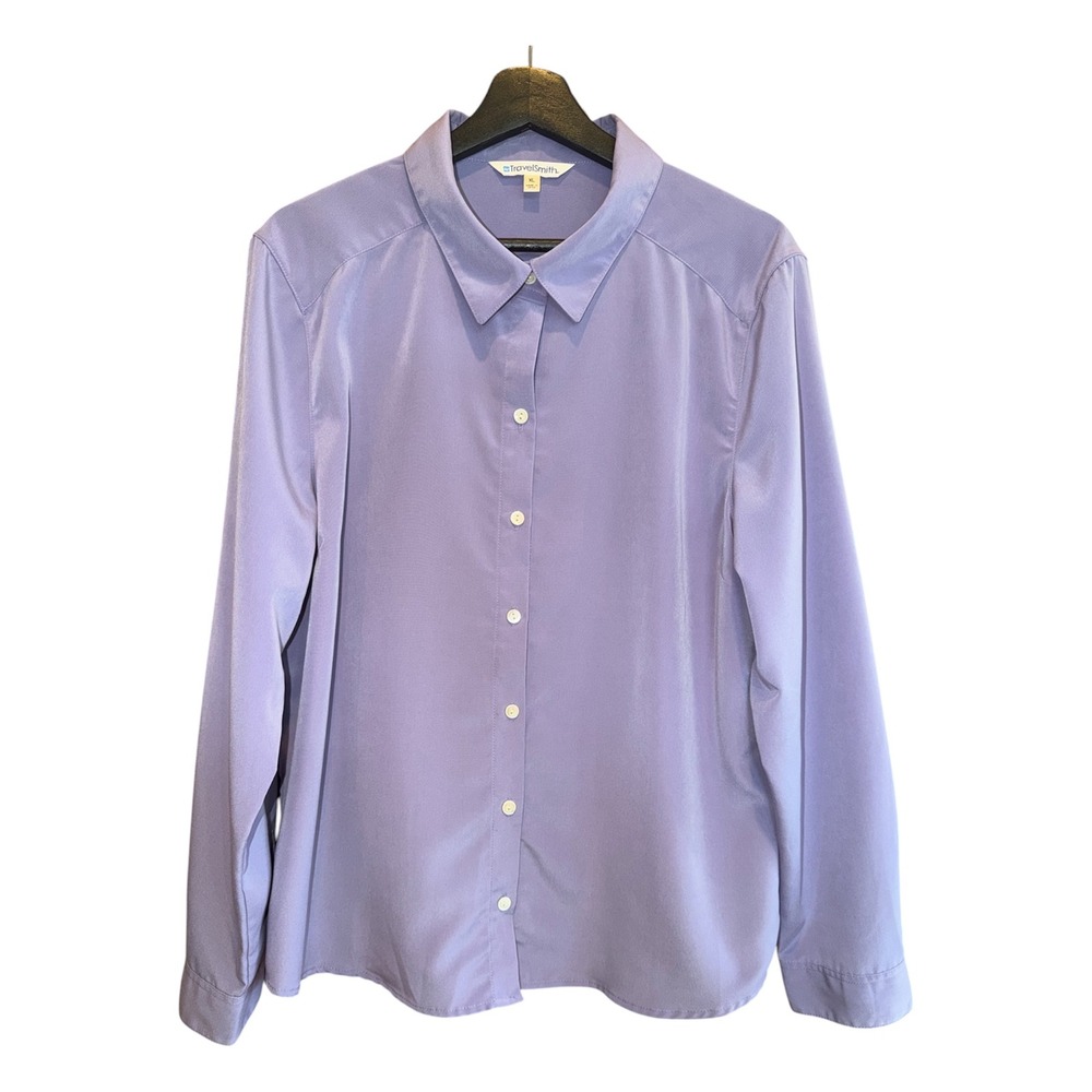 TravelSmith Womens XL Purple Long Sleeve Button Up Travel Shirt Vacation